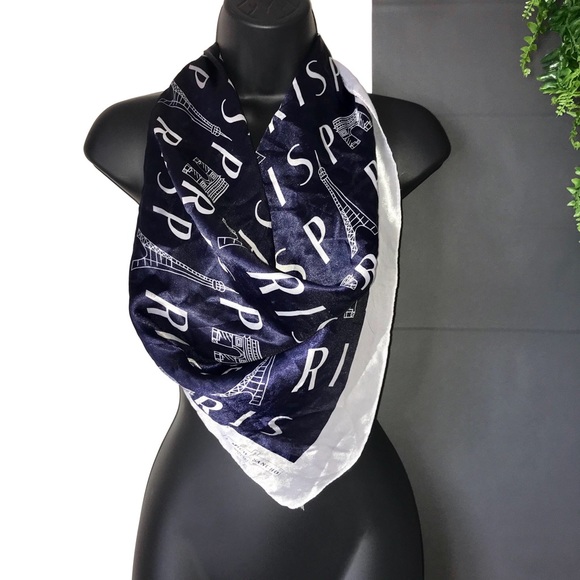 J. Mico Sancho Accessories - J. Mico Sancho Silky (White/Blue) Vintage Scarf